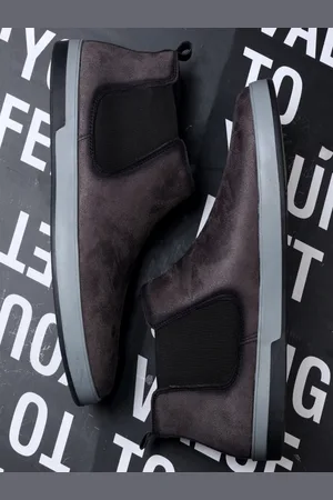 SHOZANIA Men Mid Top Leather Chelsea Boots