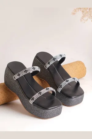 JM Looks Embellished Flatform Heels