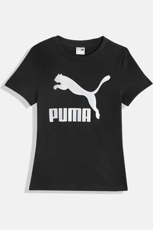 PUMA Girls Brand Logo Printed Pure Cotton T-shirt