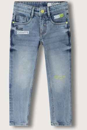 Blue Giraffe Boys Printed Slim Fit Clean Look Heavy Fade Stretchable Jeans