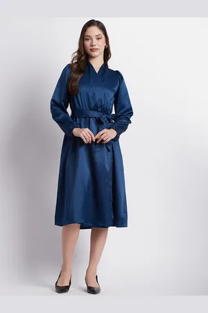 Beverly Hills Polo Club Cuffed Sleeves Wrap Midi Dress