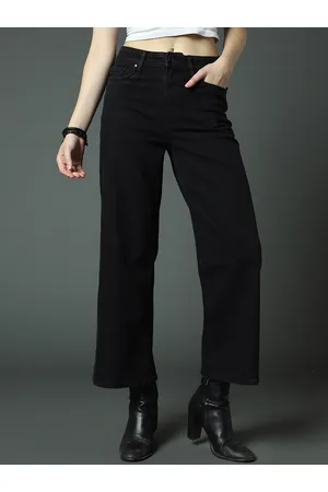 High Star Women Clean Look Wide Leg High-Rise Stretchable Jeans