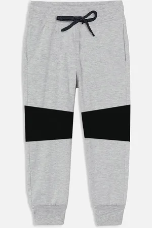 Miss & Chief Boys Grey Color Blocked Pure Cotton Joggers