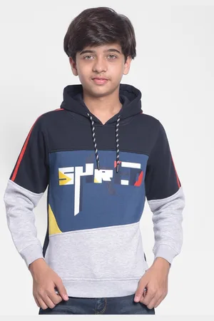 Crimsoune Club Boys Colourblocked Hooded Sweatshirt