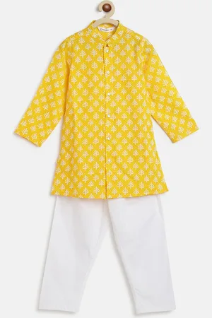 Campana Boys Ethnic Motifs Printed Mandarin Collar Regular Pure Cotton Kurta with Pyjamas