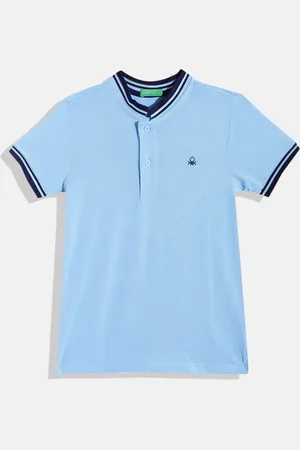 Benetton Boys Mandarin Collar Pure Cotton T-shirt