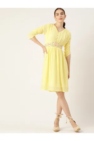 DressBerry Floral Embroidered Georgette Fit & Flare Dress