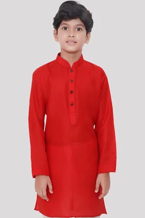 SHIWAM ETHNIX Boys Mandarin Collar Cotton Straight Kurta