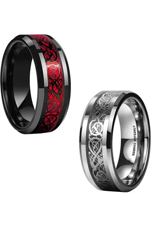 Meenaz Men Set Of 2 Stainless Steel Dragon Thumb Band Finger Rings