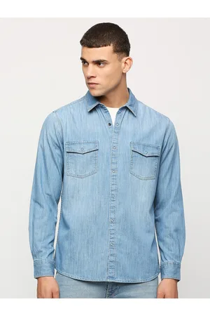 Pepe Jeans Faded Washed Casual Denim Shirt