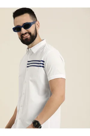 HERE&NOW Men Slim Fit Horizontal Striped Cotton Casual Shirt
