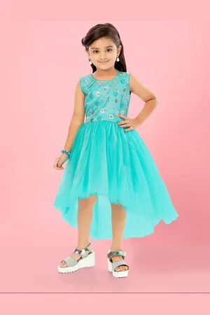 Aarika Girls Embellished Round Neck Gathered Fit & Flare Dress