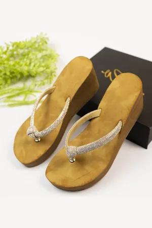 THE WHITE POLE Embellished Round Toe Platform Heels