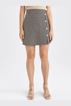 DeFacto Women Brown Houndstooth Printed Mini Skirt