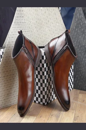 SHOZANIA Men Mid Top Leather Regular Boots