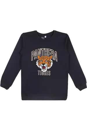 CAVIO Boys Tiger Embroidered Cotton Pullover Sweatshirt