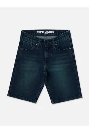 Pepe Jeans Boys Mid-Rise Slim Fit Washed Denim Shorts