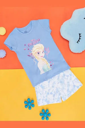 Pantaloons Frozen Printed Round Neck Short Sleeve Cotton Clothing Set
