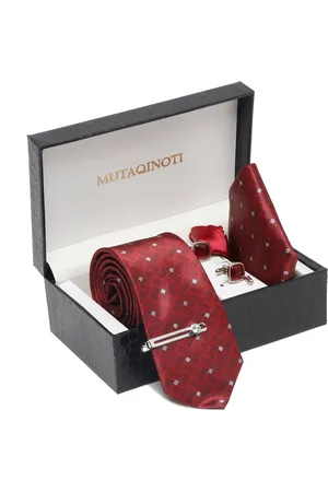 MUTAQINOTI Men Printed Necktie Accessory Gift Set