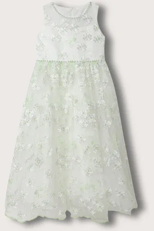 Blue Giraffe Girls Floral Embroidered Embellished Gown