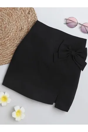 Addyvero Girls Front Side Bow Knee-Length Skirt With Bow