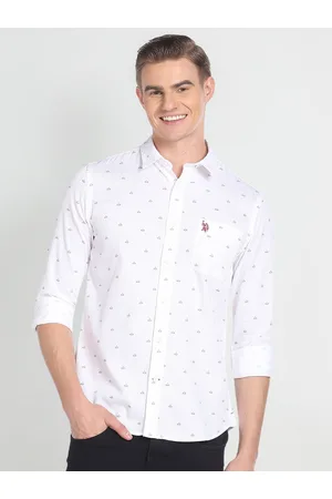 Ralph Lauren Slim Fit Geometric Printed Spread Collar Chest Pocket Shirt