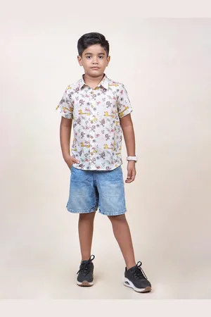 Jilmil Boys Floral Printed Spread Collar Cotton Casual Shirt