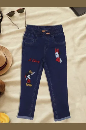 A-Okay Boys Mickey & Minnie Mouse Printed Clean Look High-Rise Jogger Jeans
