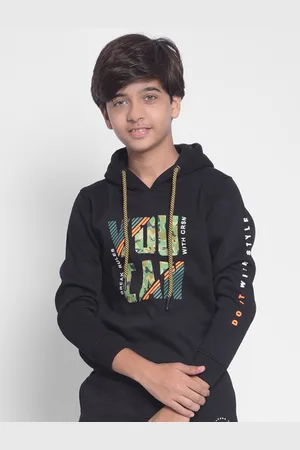 Crimsoune Club Boys Typography Printed Hooded Sweatshirt