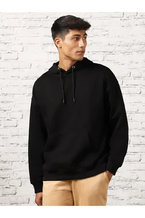 NOBERO Men Oversized Solid Hooded Sweatshirt
