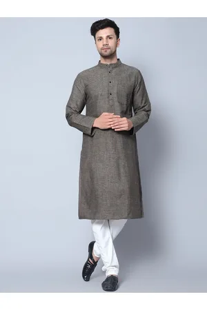Latest Chikan Garments Striped Mandarin Collar Kurta