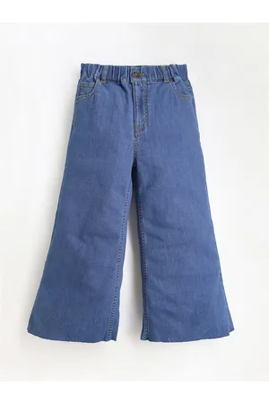 Cherry Crumble Girls Wide Leg Mid-Rise Clean Look Jeans
