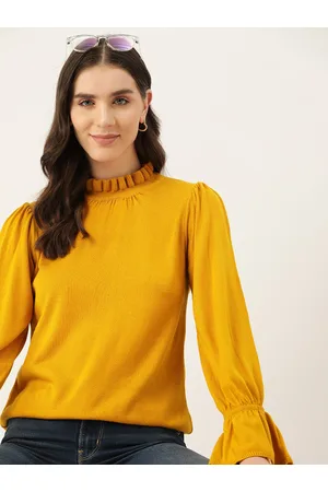 Mast & Harbour Women Ruffled Neck Acrylic Pullover