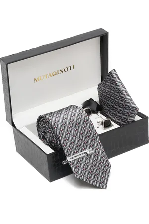 MUTAQINOTI Men Printed Formal Necktie Accessory Gift Set