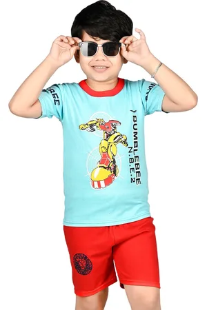 BAESD Boys Graphic Printed Round Neck Short Sleeve Clothing Set