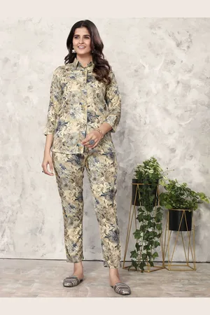 Kalini Printed Shirt Collar Three-Quarter Sleeves Co-Ords