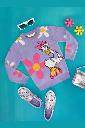 Pantaloons Girls Floral Printed Acrylic Pullover