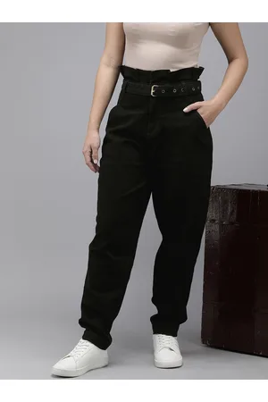 Roadster The Life Co. Women Slouchy Fit High-Rise Stretchable Jeans With Fabric Belt