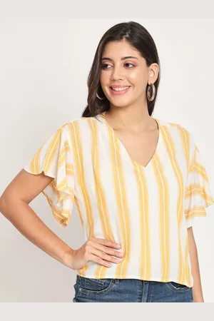 CHARMGAL Striped Flutter Sleeve Top