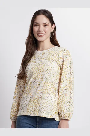 Beverly Hills Polo Club Floral Printed Puff Sleeve Pure Cotton Top