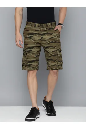 Indian Terrain Men Pure Cotton Camouflage Printed Cargo Shorts