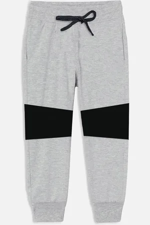 Miss & Chief Boys Grey Solid Cotton Joggers