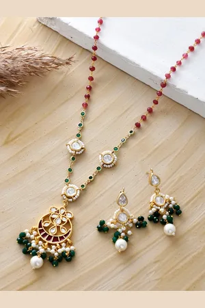 Dastoor Gold-Plated Kundan-Studded Necklace set