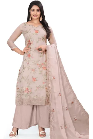 Stylee Lifestyle Floral Embroidered Organza Unstitched Dress Material