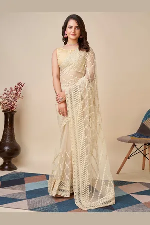 VAIRAGEE Geometric Embroidered Net Saree