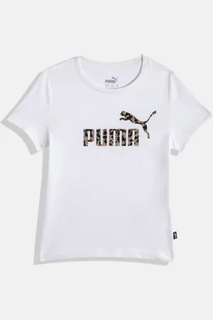 PUMA Girls Brand Logo Printed Pure Cotton ESS+ T-shirt