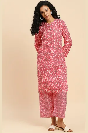 GUFRINA Floral Printed Mandarin Collar Regular Kurta with Palazzos