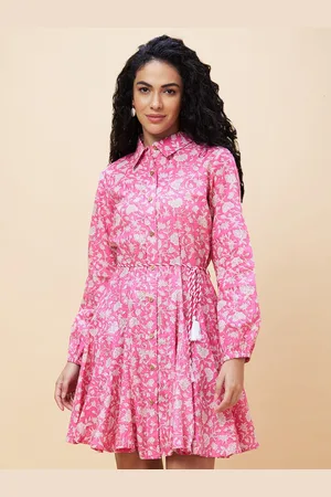 Globus Floral Printed Pure Cotton Shirt Dress