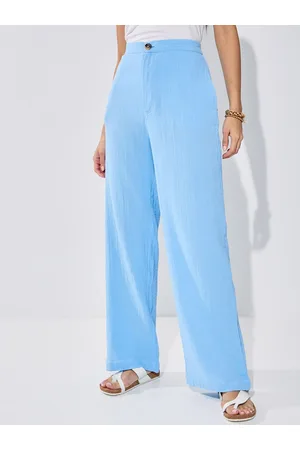 Styli Women High Rise Wide Leg Textured Trousers