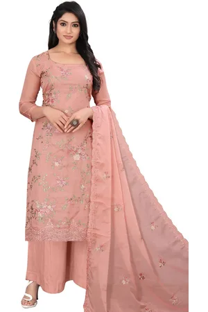 Stylee Lifestyle Floral Embroidered Organza Unstitched Dress Material